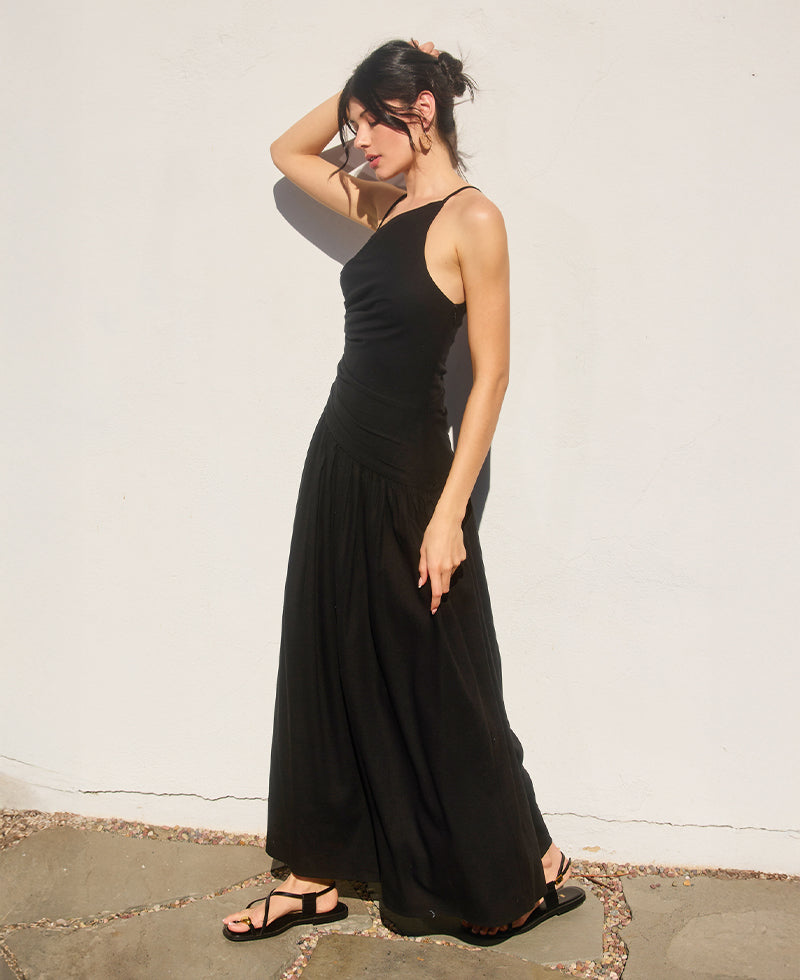 Dress Forum Heaven Sent Drop Waist Ruched Black Maxi