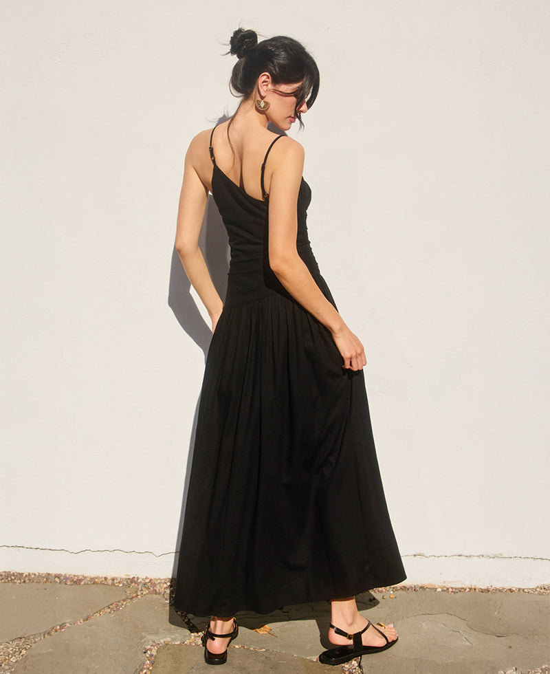 Dress Forum Heaven Sent Drop Waist Ruched Black Maxi