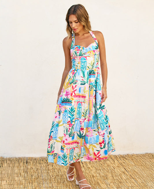 Dress Forum Long Summer Halter Neck Midi Dress