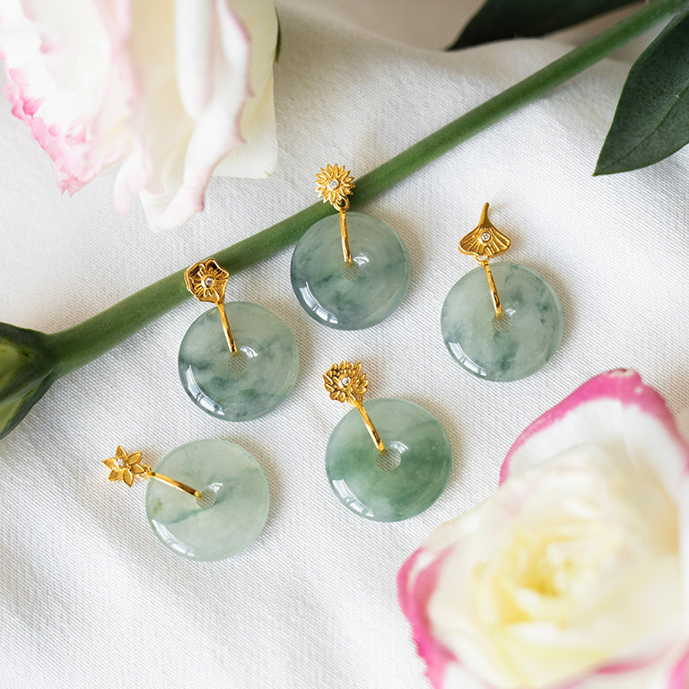 Chrysanthemum & Diamond Jade Pendant