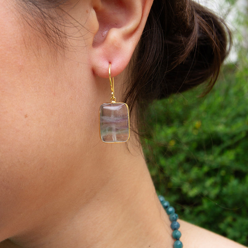 Fluorite Rectangle Earrings