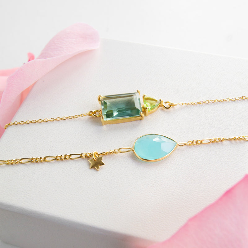 Aqua Chalcedony Pear Shape Bracelet