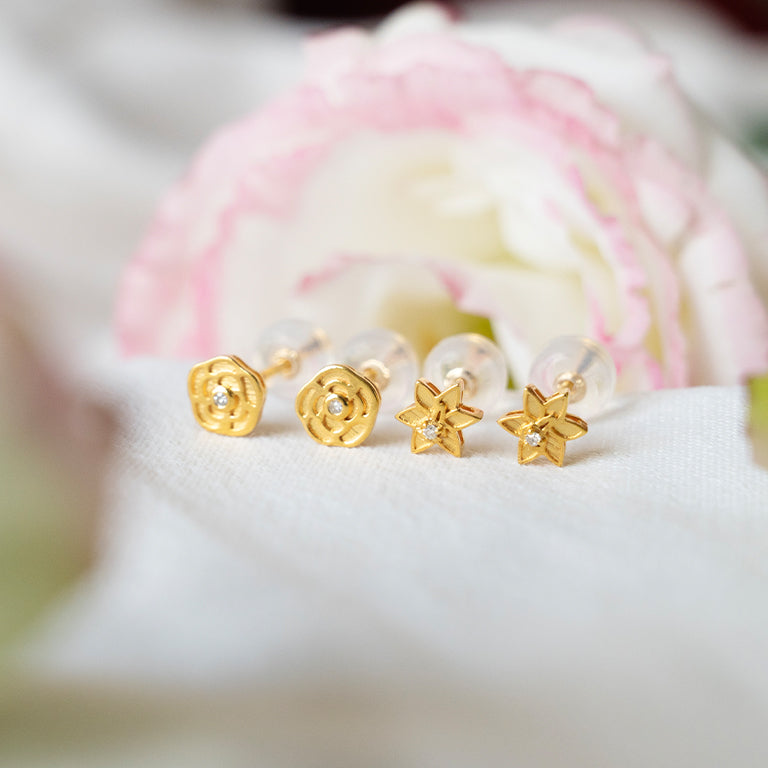 Orchid & Diamond Studs