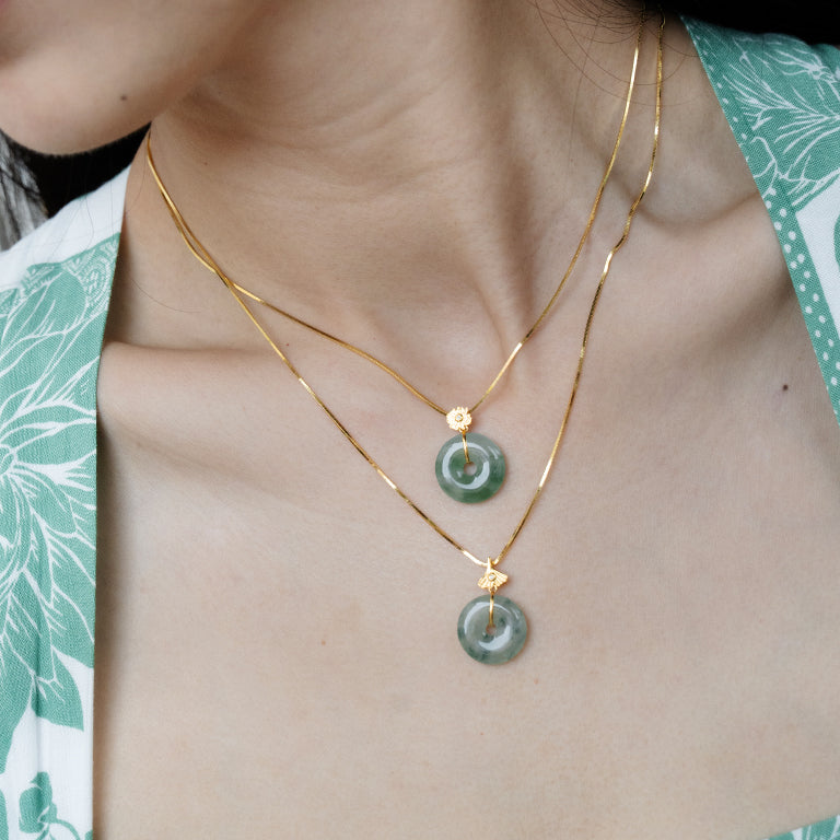 Chrysanthemum & Diamond Jade Pendant