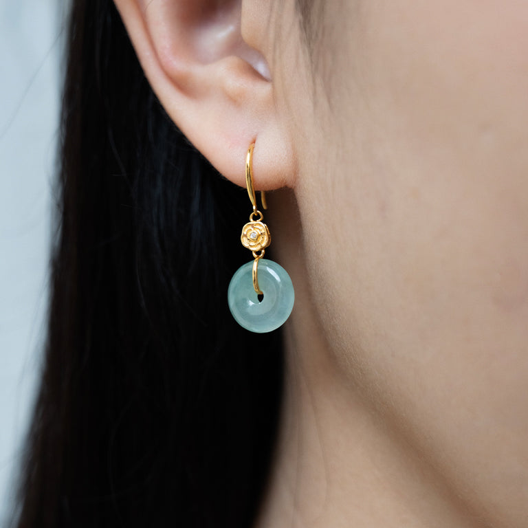 Rose & Diamond Jade Earrings