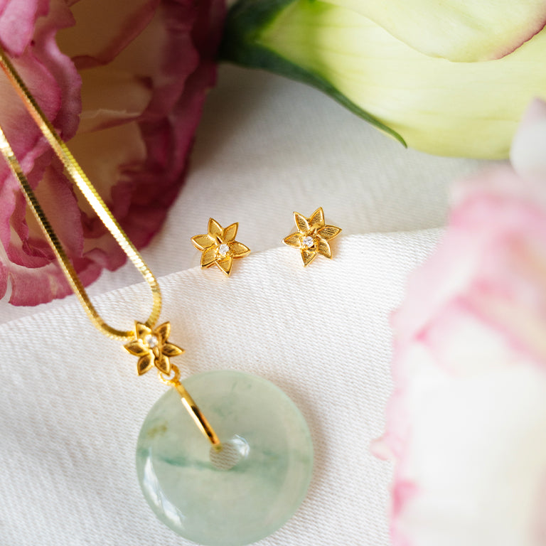 Orchid & Diamond Studs