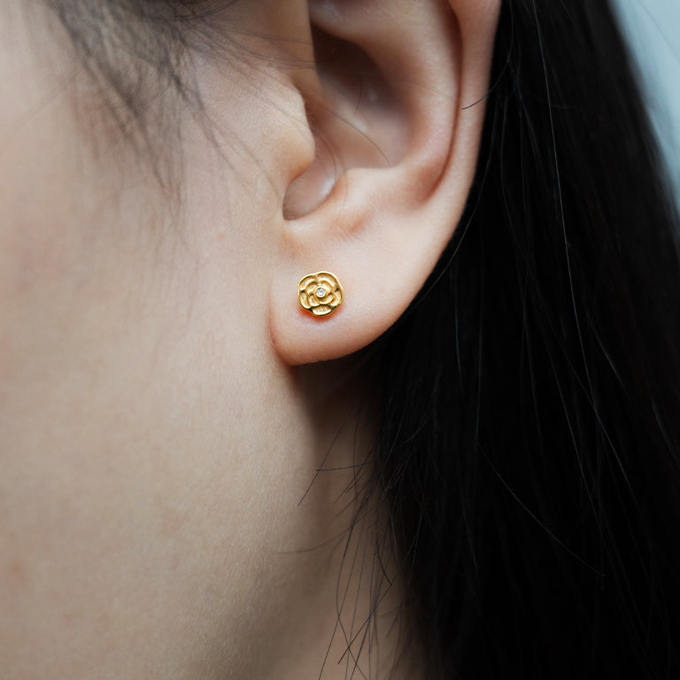 Rose & Diamond Studs