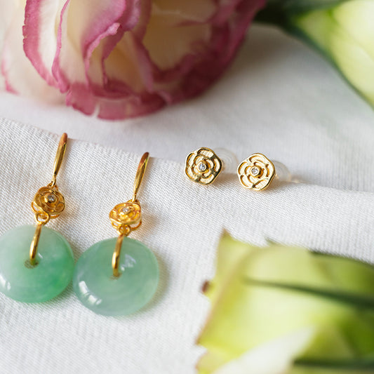 Rose & Diamond Studs
