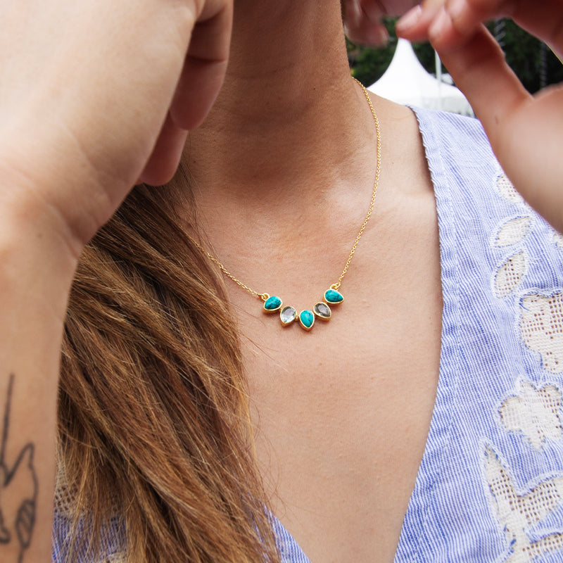 Green Amethyst & Turquoise Necklace