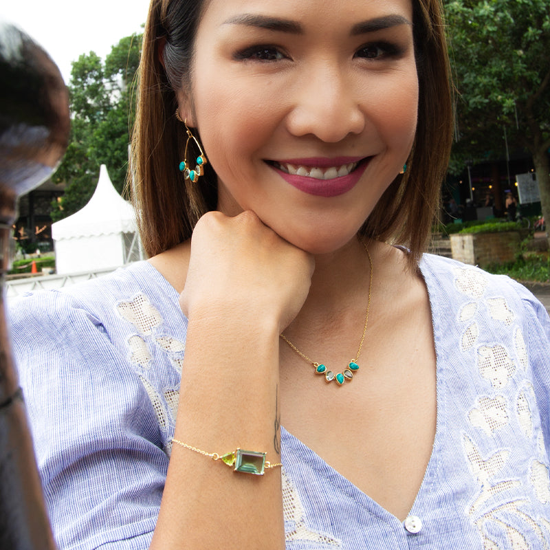 Green Amethyst & Turquoise Drop Earrings