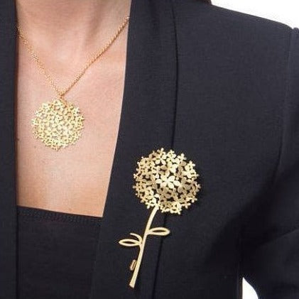 RAS Hydrangea Brooch Gold