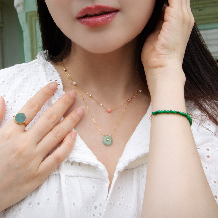 Multi Jade Necklace with Coral