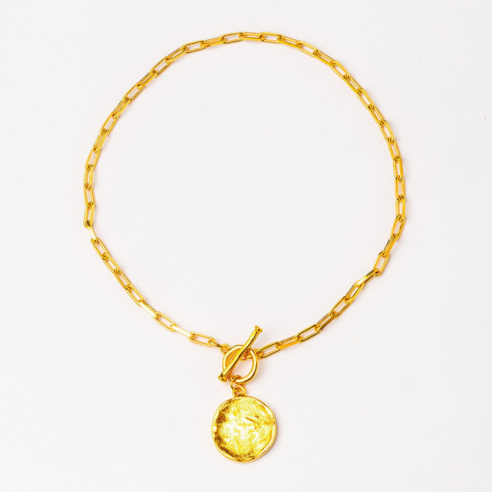 link chain medallion coin necklace