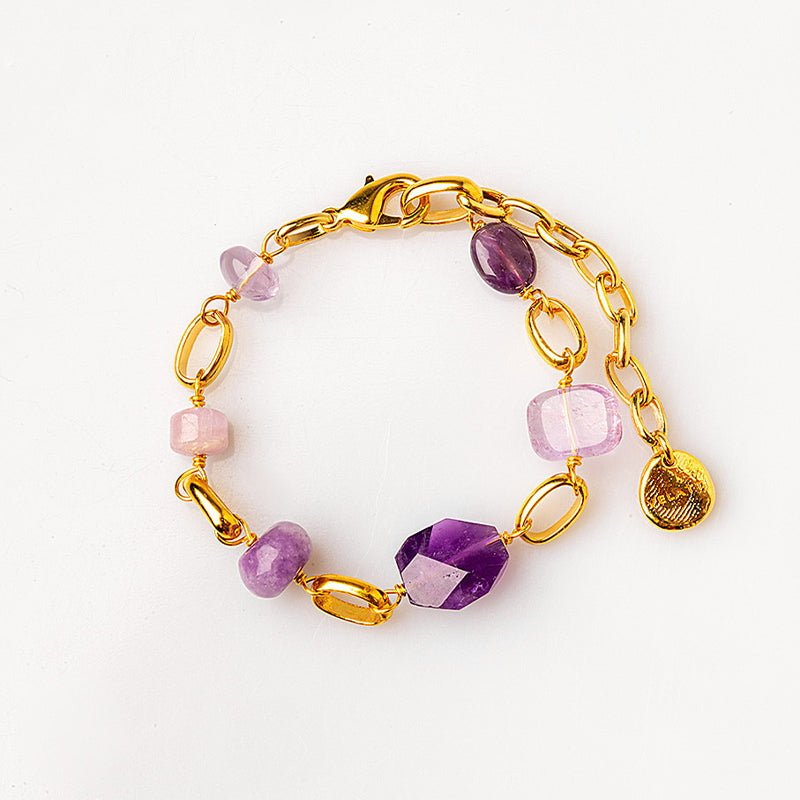 Velatti Gemstone Circle Link Bracelet