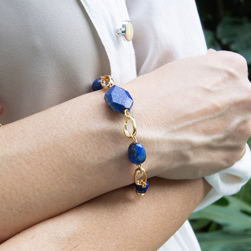 Velatti Gemstone Circle Link Bracelet