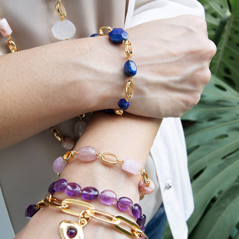 Velatti Gemstone Circle Link Bracelet