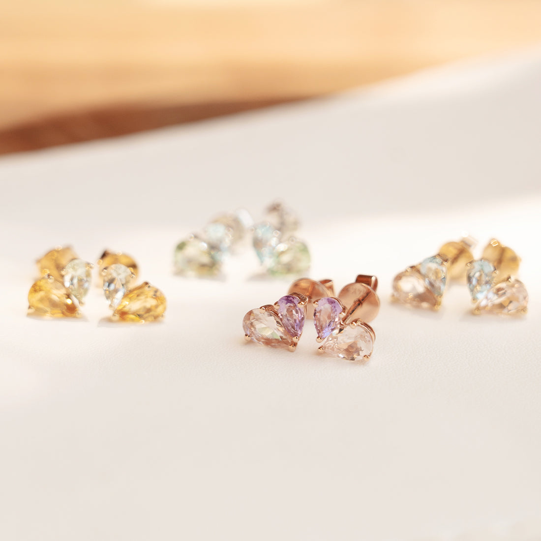 Merge Earrings with Morganite & Pink Amethyst