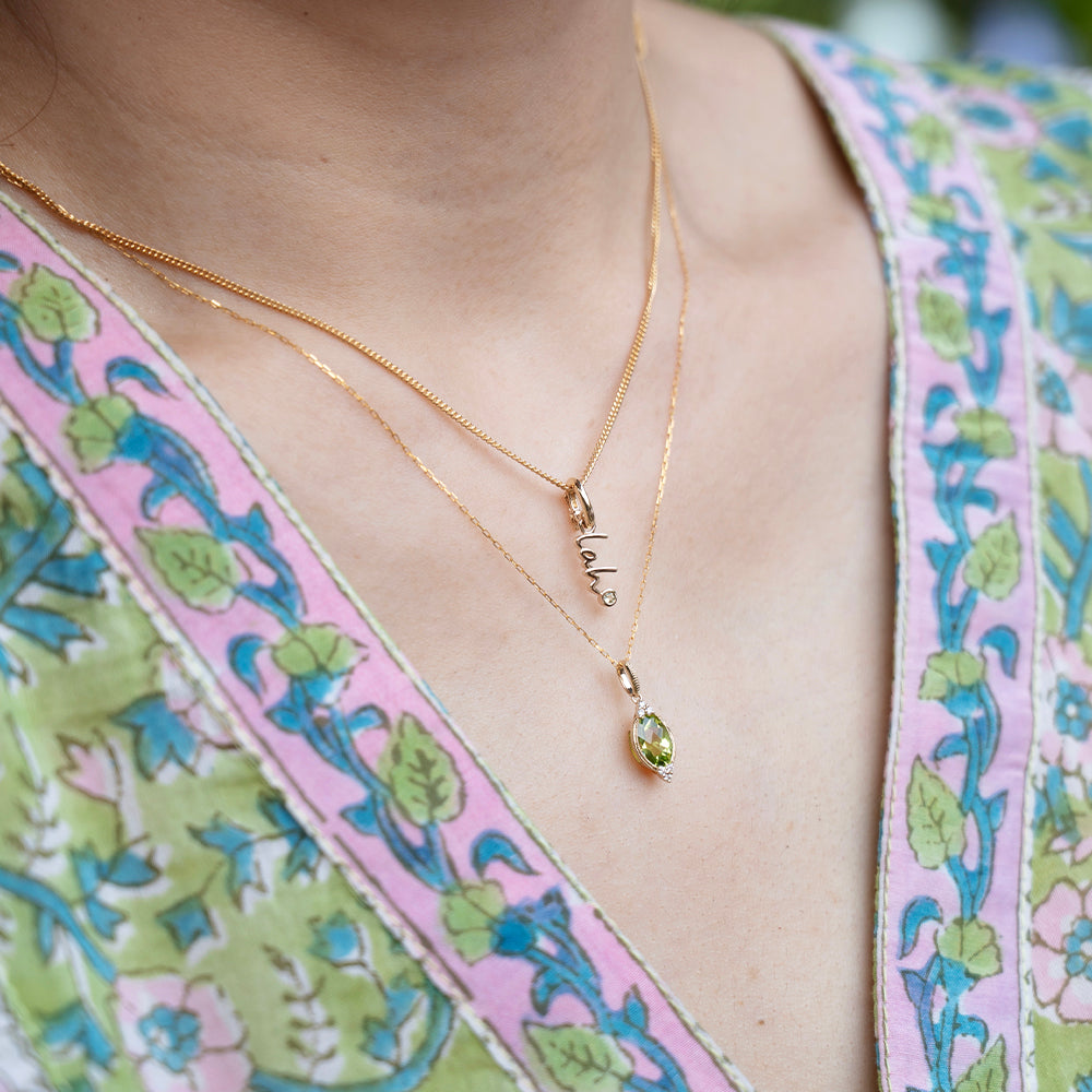 Peridot & Diamonds Marquise Pendant