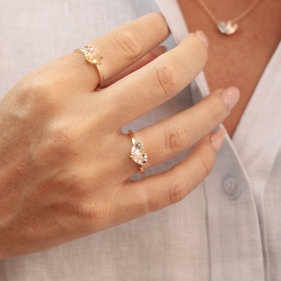 Merge Ring with Aquamarine & Morganite