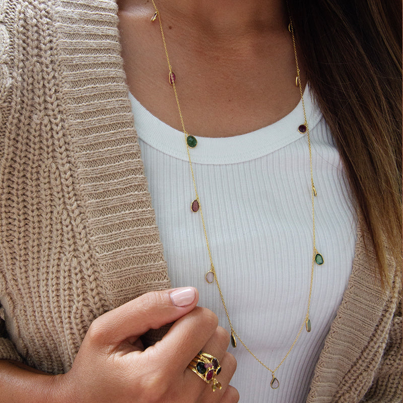 Multi Tourmaline Long Necklace