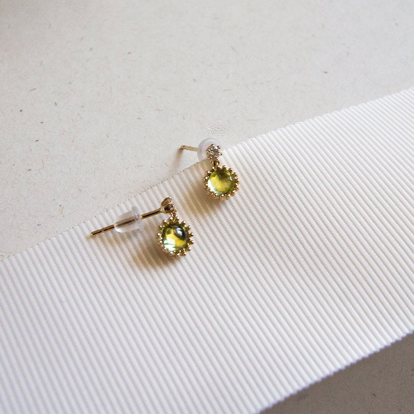 Peridot Drop 10k Gold Studs