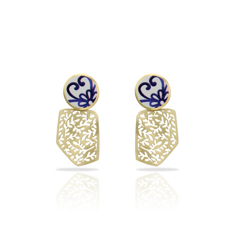 RAS Porcelana Azul Gold Earrings