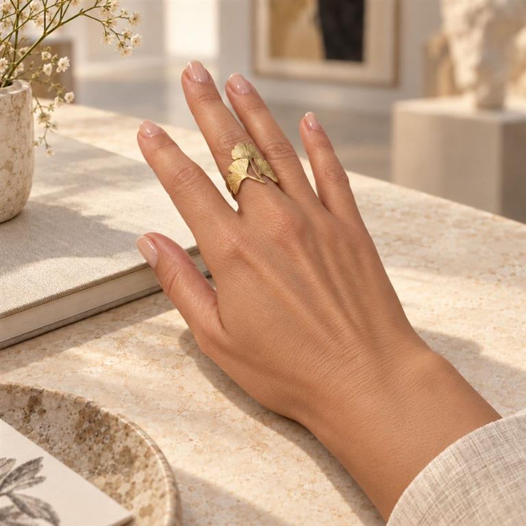 RAS Ginkgo Biloba Engraved Ring