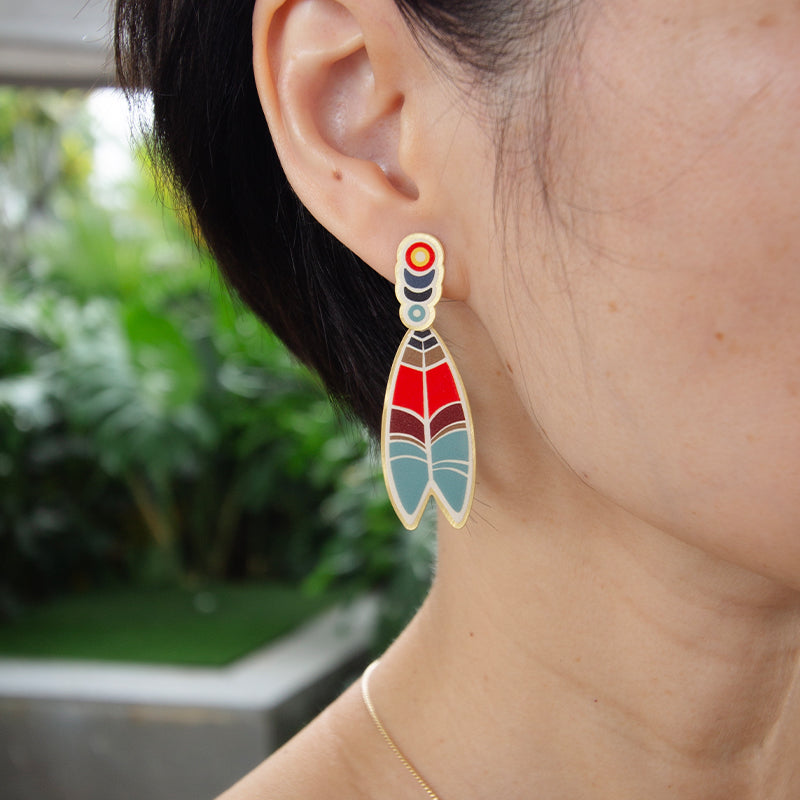 RAS Native Southwest Feather Gold Earrings