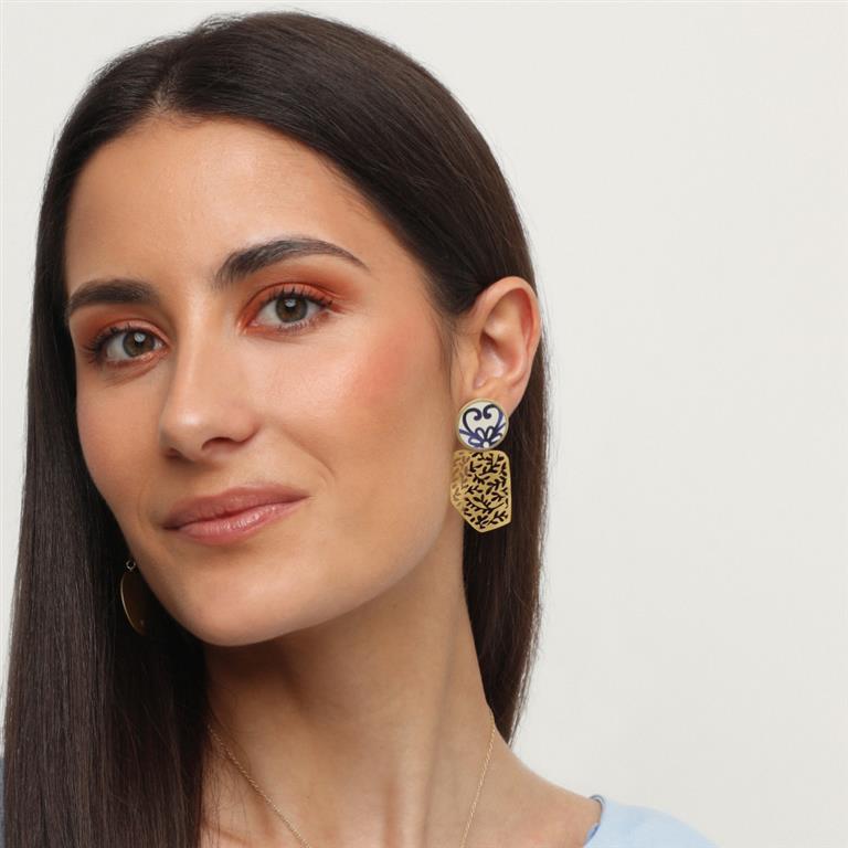 RAS Porcelana Azul Gold Earrings