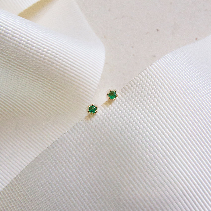 Emerald 10k Gold Studs