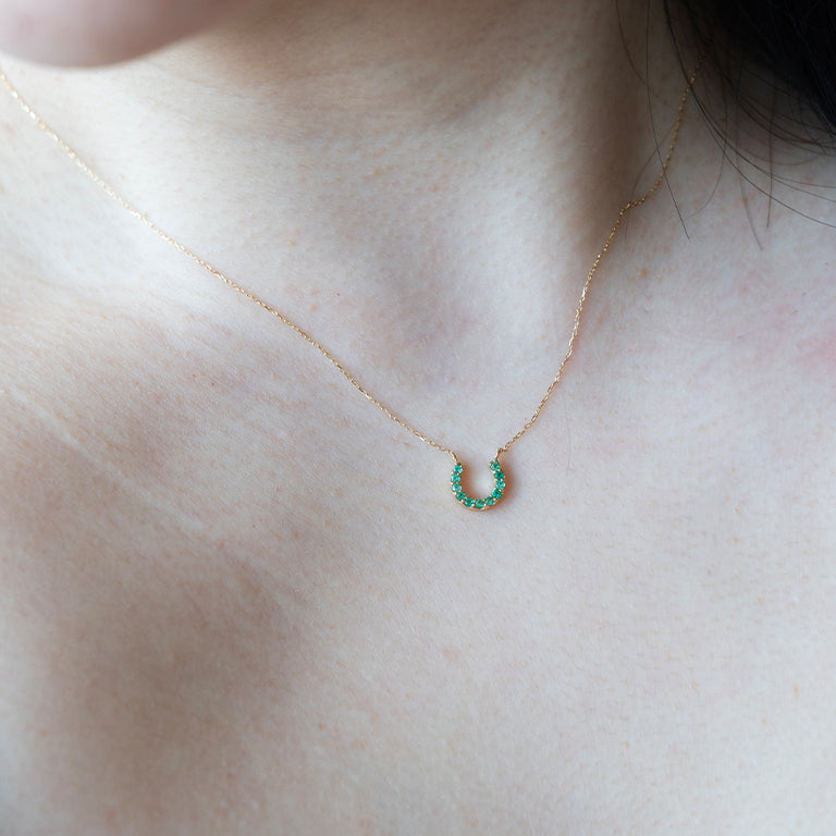 Emerald Horse Shoe Necklace