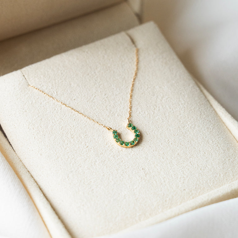 Emerald Horse Shoe Necklace