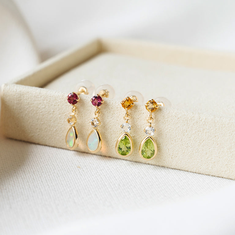 Peridot, Citrine & White Topaz Drop Earrings
