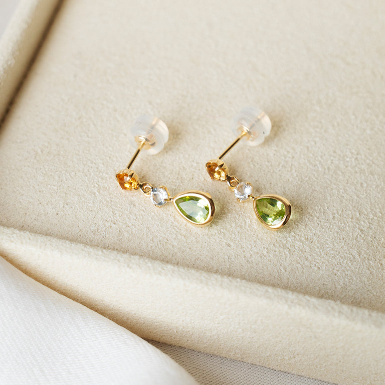 Peridot, Citrine & White Topaz Drop Earrings