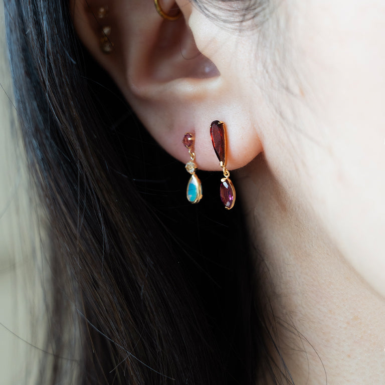 Vesper Drops with Garnet & Rhodolite Garnet