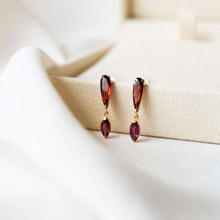 Vesper Drops with Garnet & Rhodolite Garnet