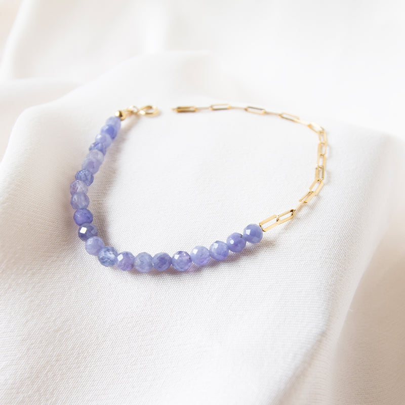 Tanzanite Link 18K Gold Bracelet