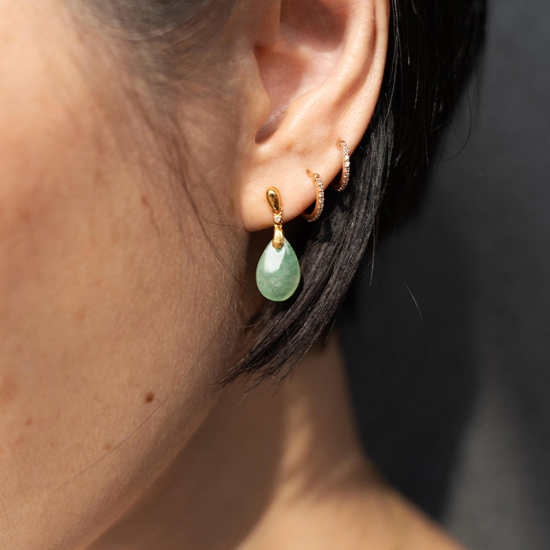 (PRE-ORDER) Teardrop Jade Earrings with Diamond