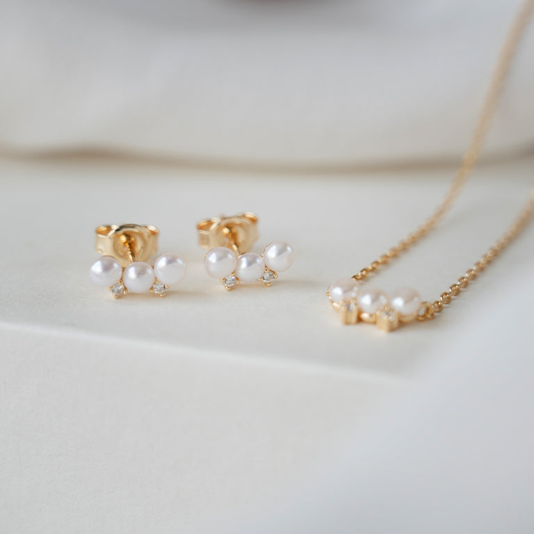 Triple Freshwater Baby Pearl Studs