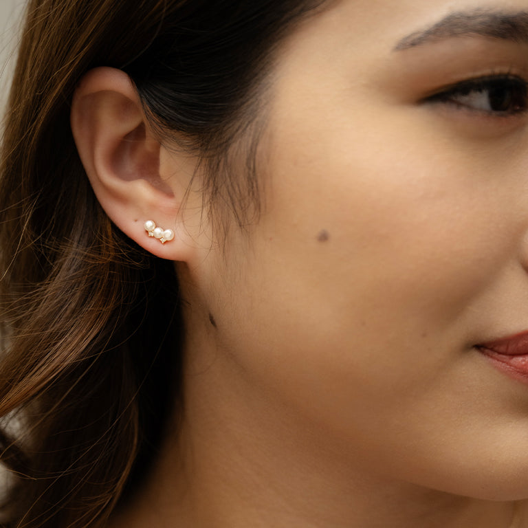 Triple Freshwater Baby Pearl Studs