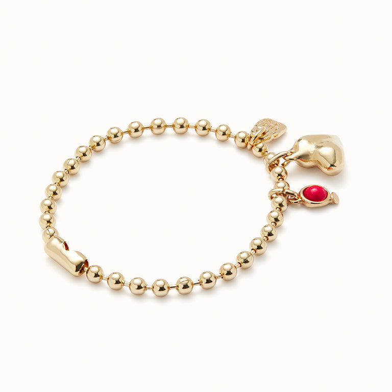 UNOde50 Ball Bracelet with Heart & Red Charm
