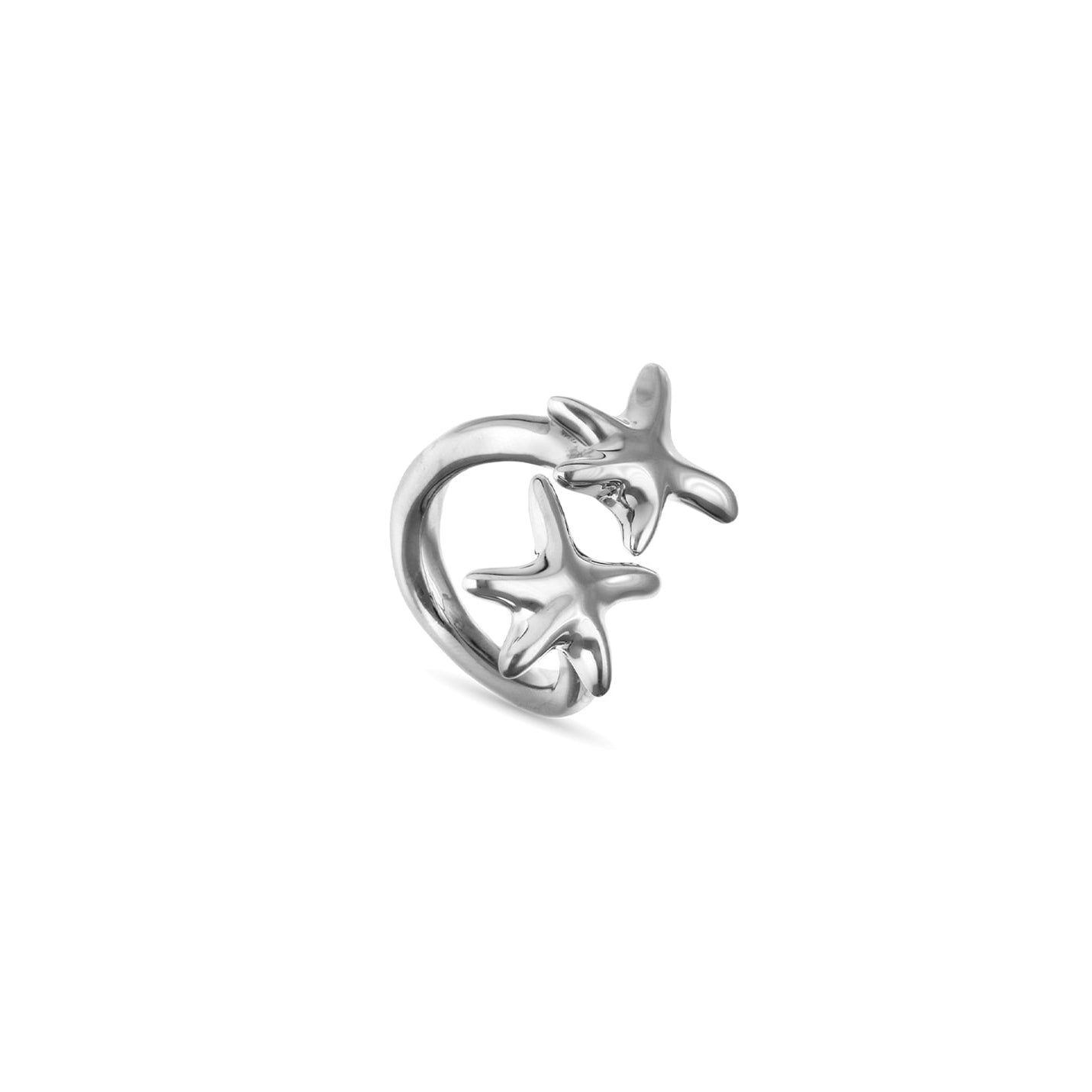 unode50 double starfish silver ring