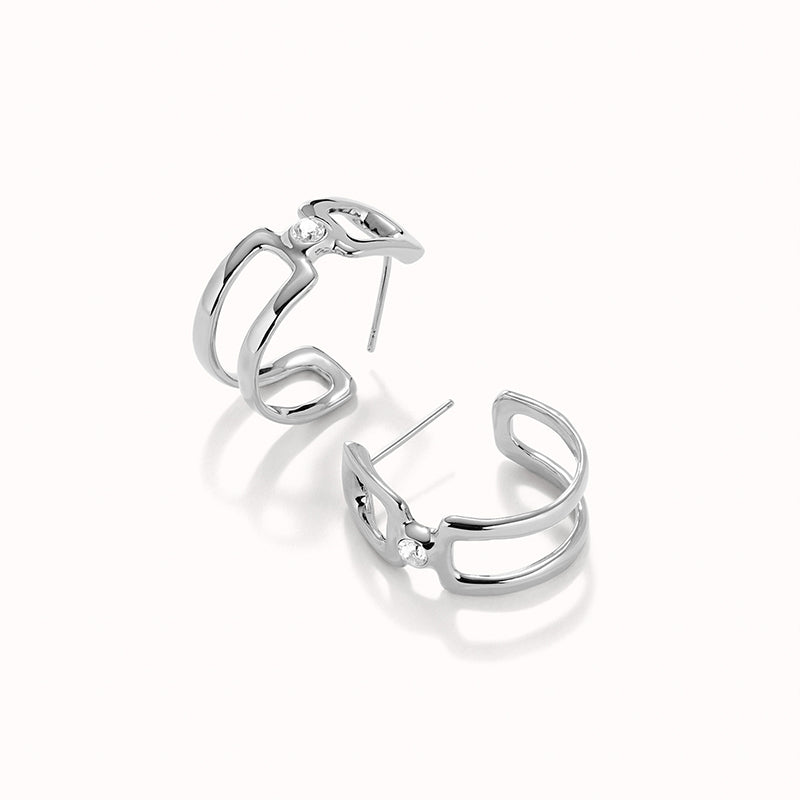 UNOde50 Double Link Hoops with White Zircon
