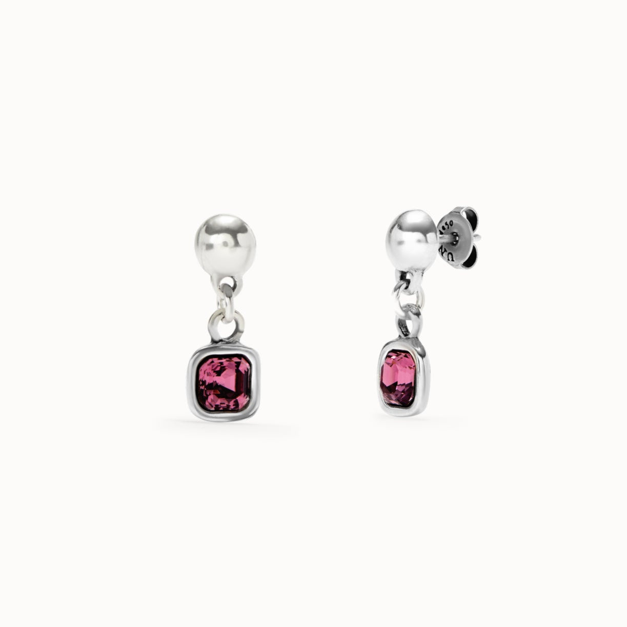 UNOde50 Square Sparkle Drop Earrings - Silver