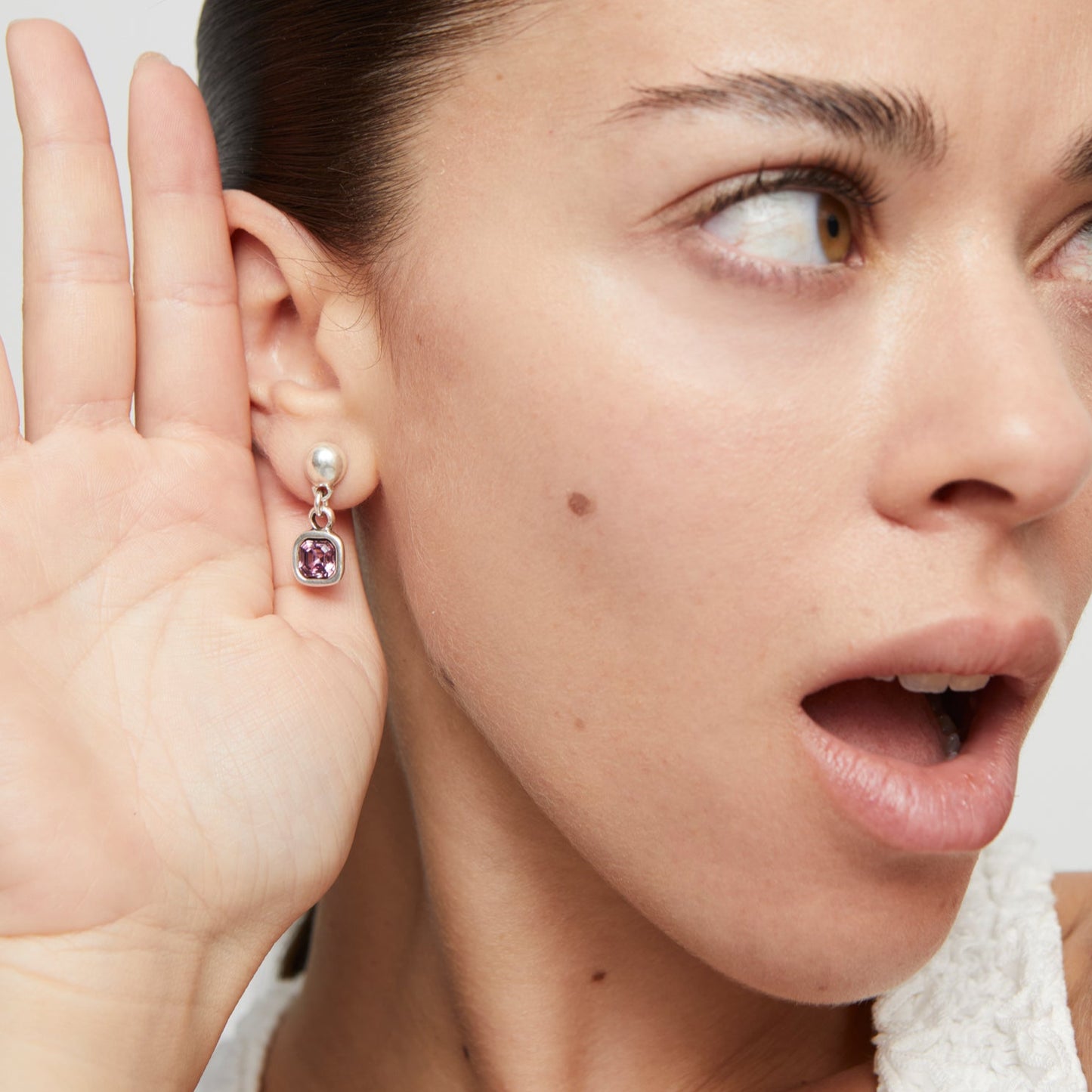 UNOde50 Square Sparkle Drop Earrings - Silver