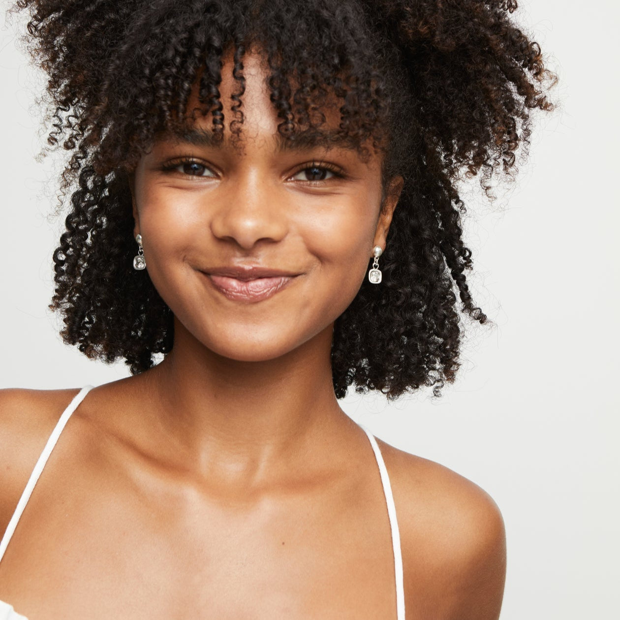 UNOde50 Square Sparkle Drop Earrings - Silver