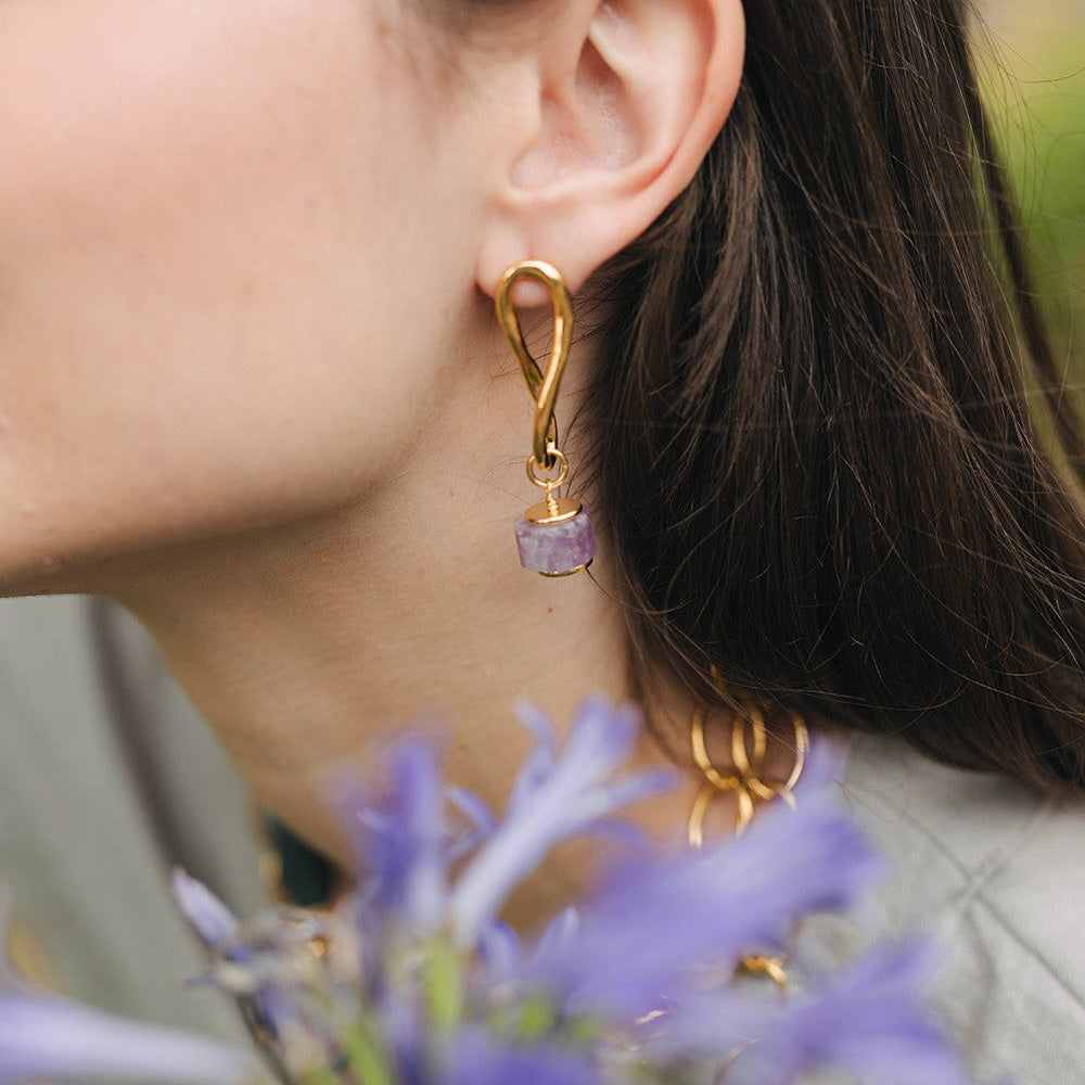 Velatti Twisted Oval & Gemstone Earrings
