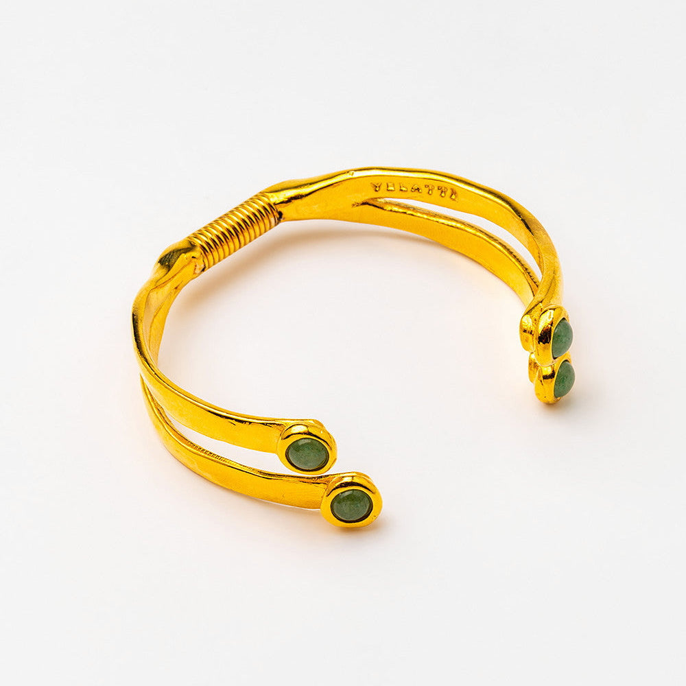 gold-plated aventurine double layered cuff
