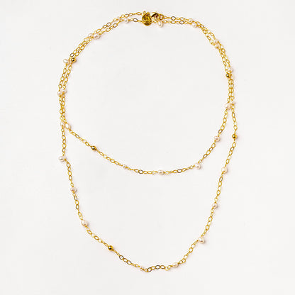 Velatti Long Links Necklace with Baby Pearls or Gems