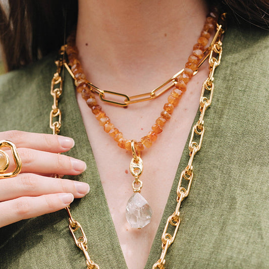 Velatti Double Necklace with Citrine